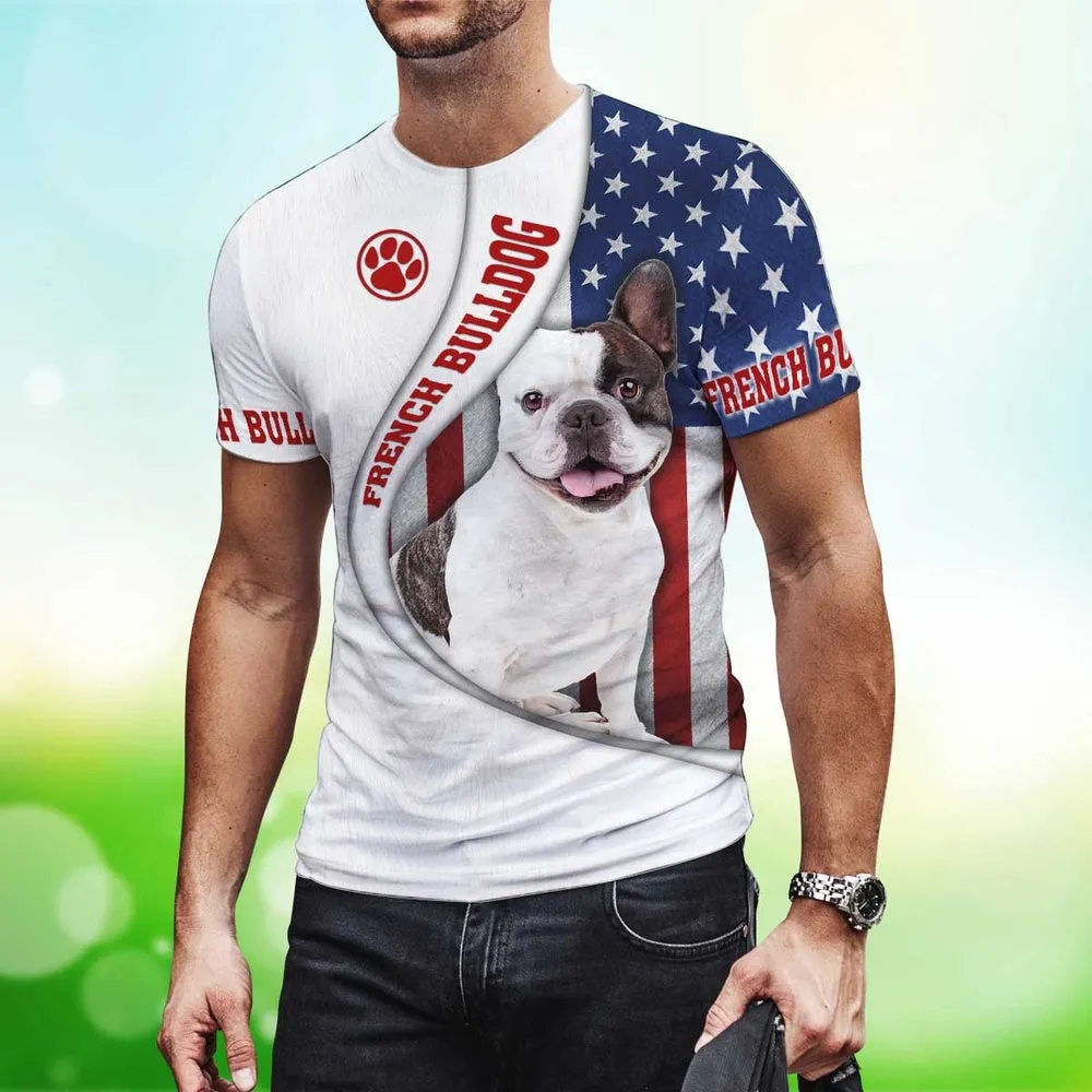 3D Dog T Shirts, American French Bulldog All Over Print T-Shirt, Gift For Pet Loves