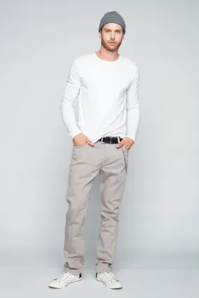 5 Pocket Straight Fit French Terry Pants - Light Grey