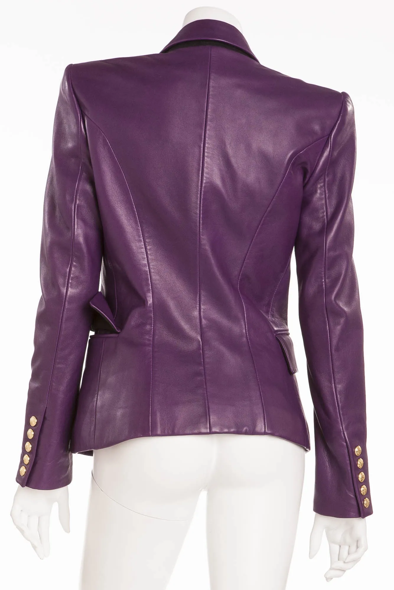 Balmain - Purple Leather Blazer Gold Buttons NWT - FR 40