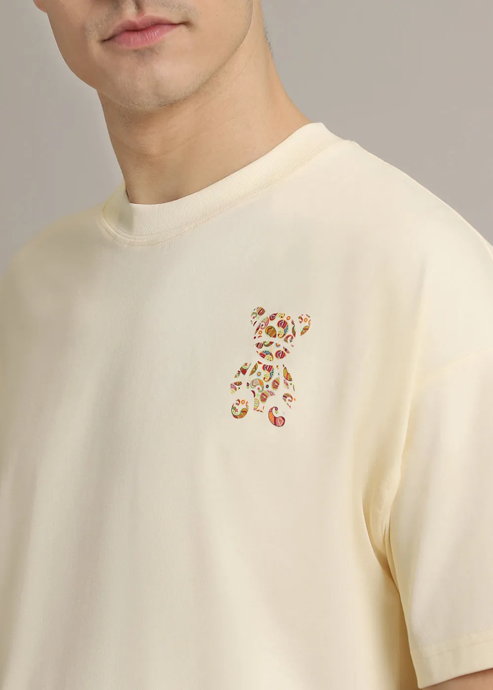 Bearsy Paisley Cream Oversized T-shirt