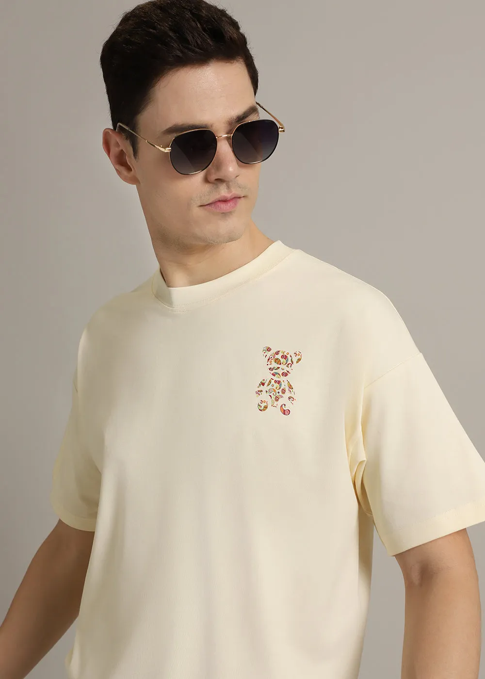 Bearsy Paisley Cream Oversized T-shirt