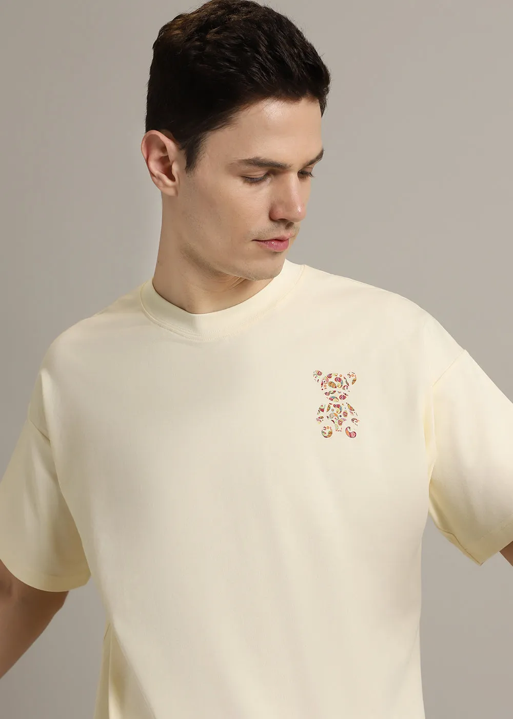 Bearsy Paisley Cream Oversized T-shirt