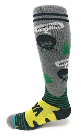 Bob Ross Inspired, Comfortable, Compression Socks featuring Iconic Happy Tree Design