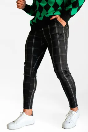 Buy $80 Free Shipping Men's Black Plaid Skinny Pants