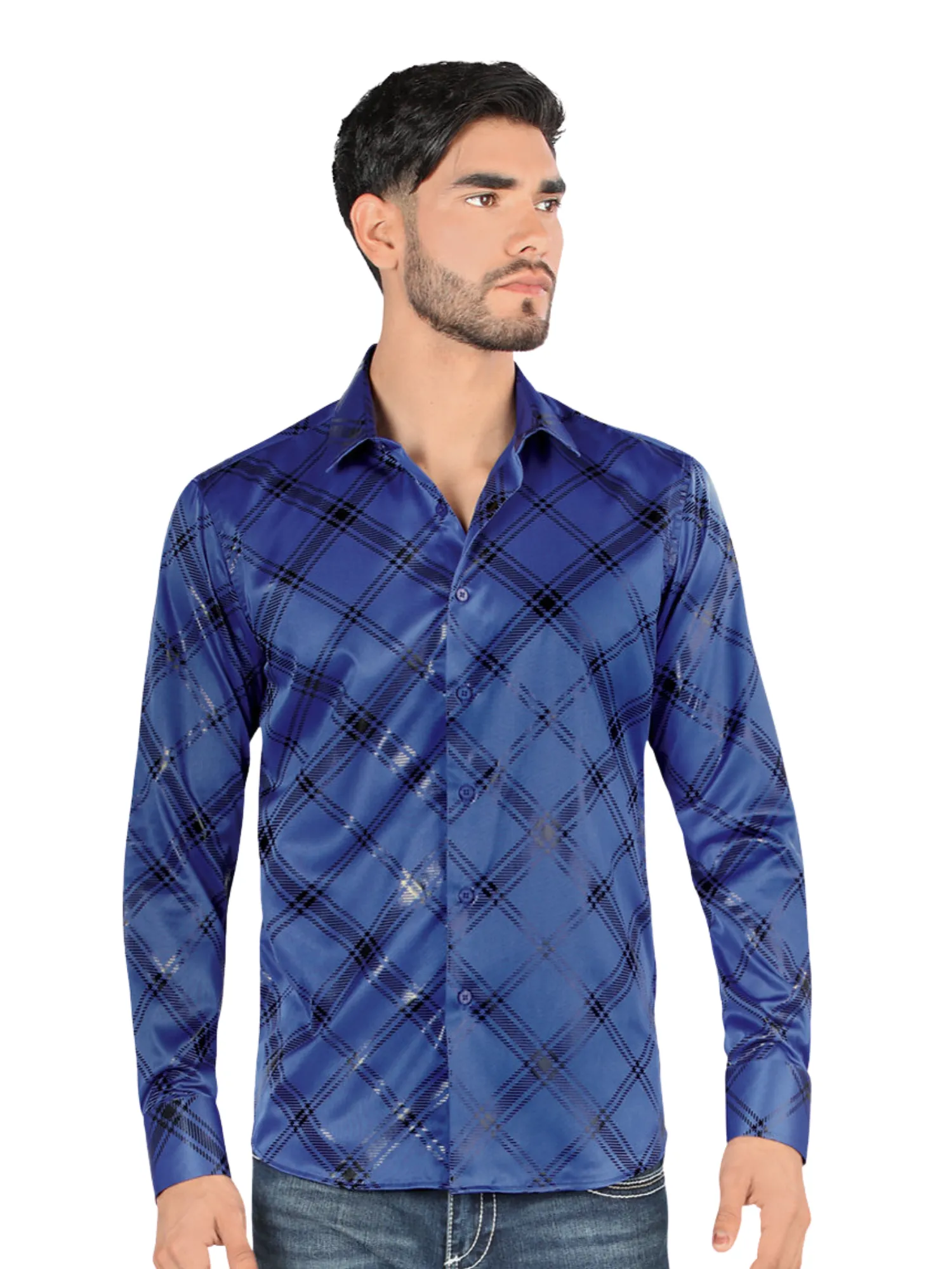 Camisa Casual Manga Larga Estampada Cuadros para Hombre 'Montero' - ID: 0811