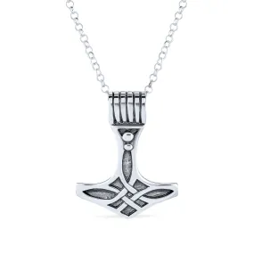 Celtic Viking Knot Thor's Hammer Pendant Necklace .925Sterling Silver