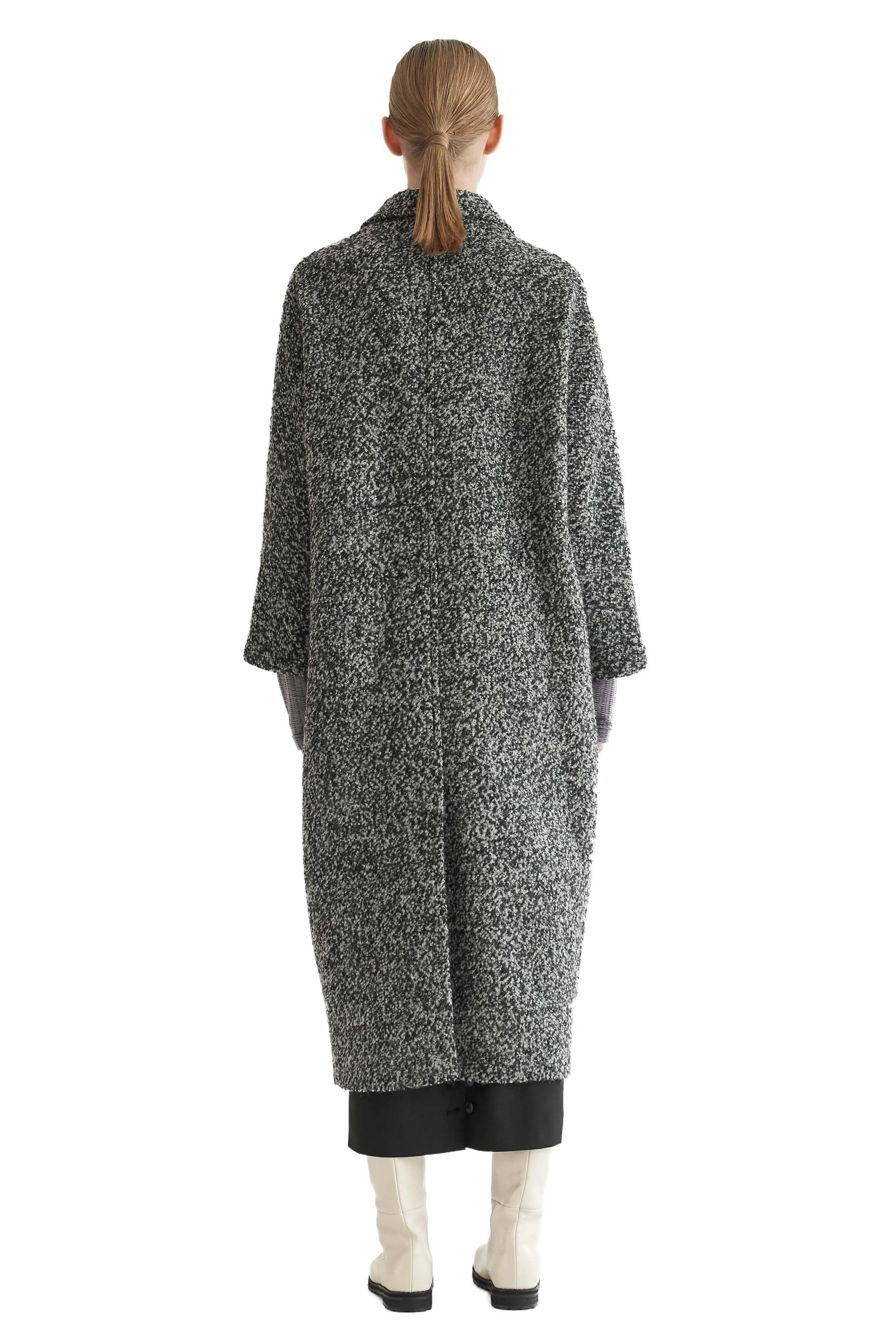 Charcoal Boucle Long Coat