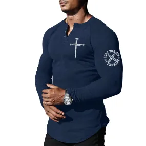 CROSS RAGLAN GRAPHIC LONG SLEEVE HENLEY SHIRT