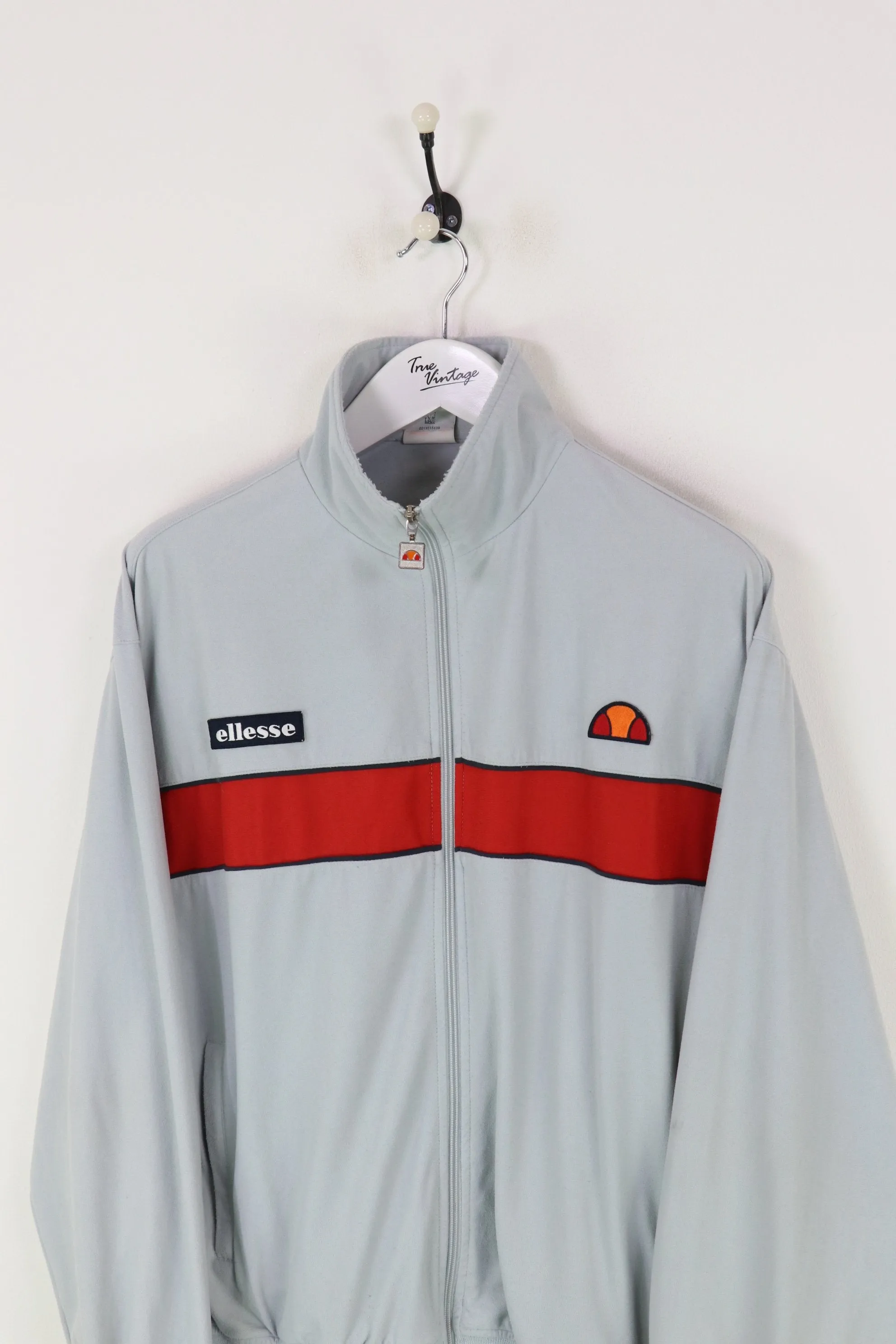 Ellesse Crushed Velvet Track Jacket Grey/Red Large