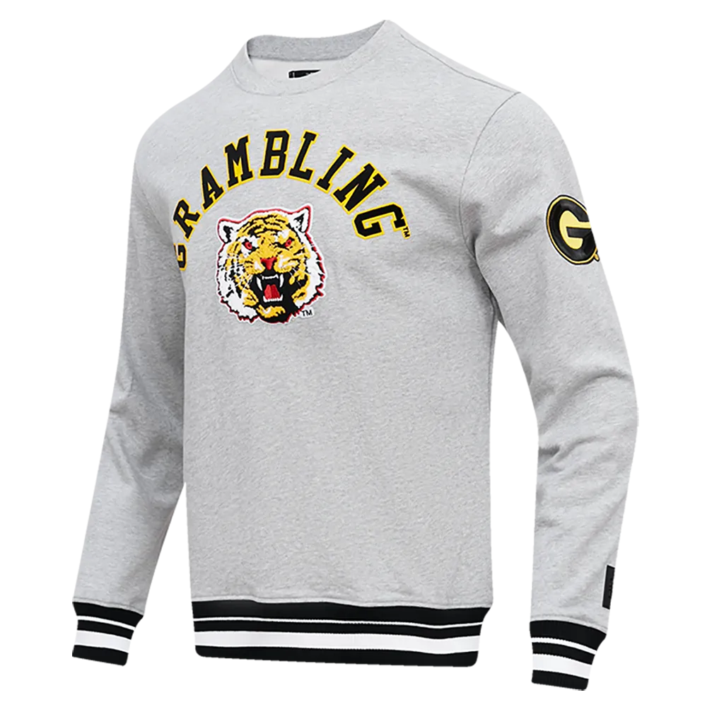 GRAMBLING STATE UNIVERSITY CLASSIC MEN'S STACKED LOGO CREWNECK (HEATHER GRAY/BLACK)