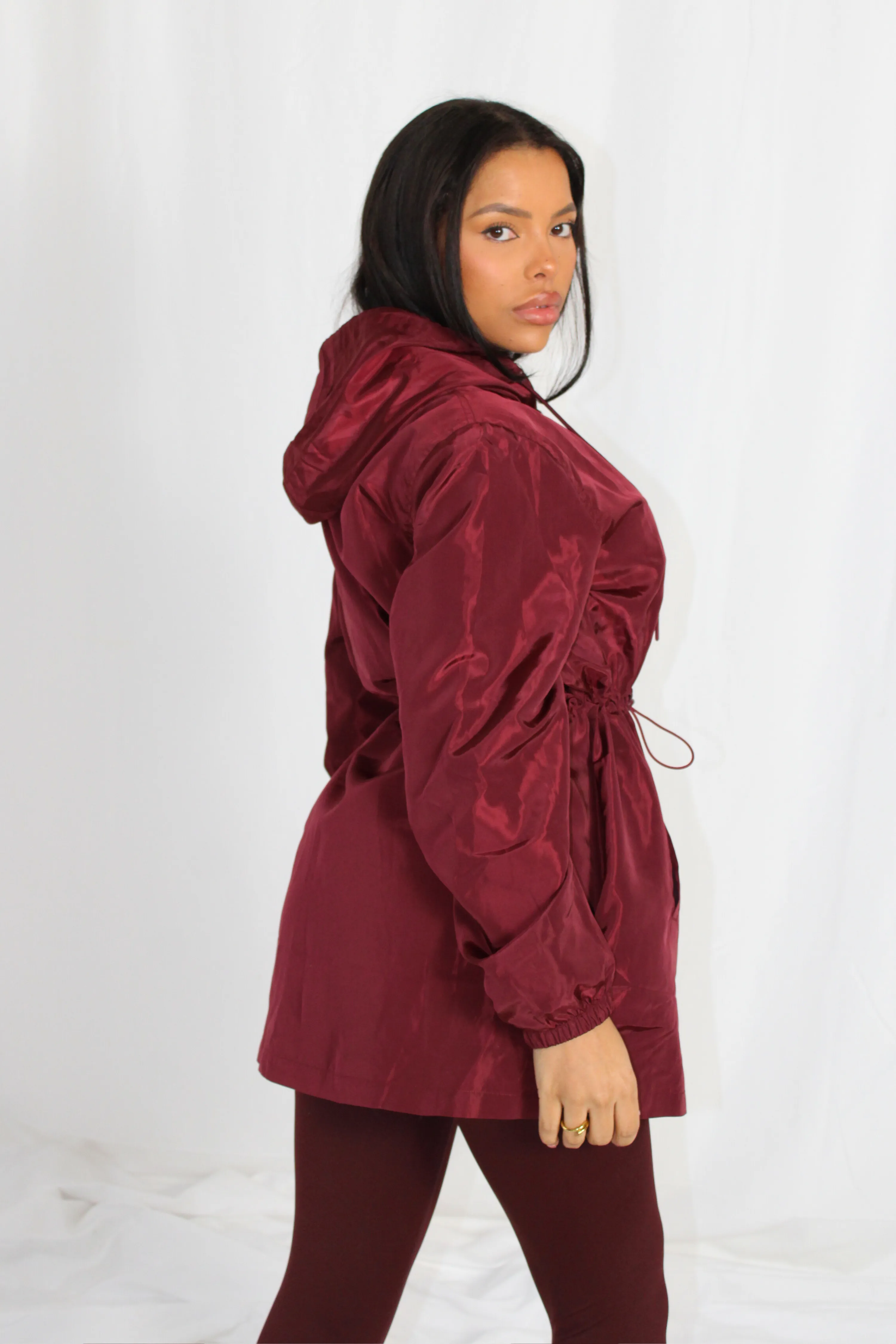 Lightweight Longline Zipped Jacket Maroon