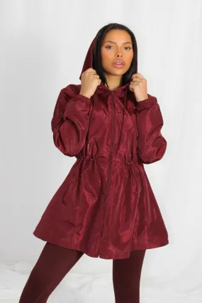 Lightweight Longline Zipped Jacket Maroon