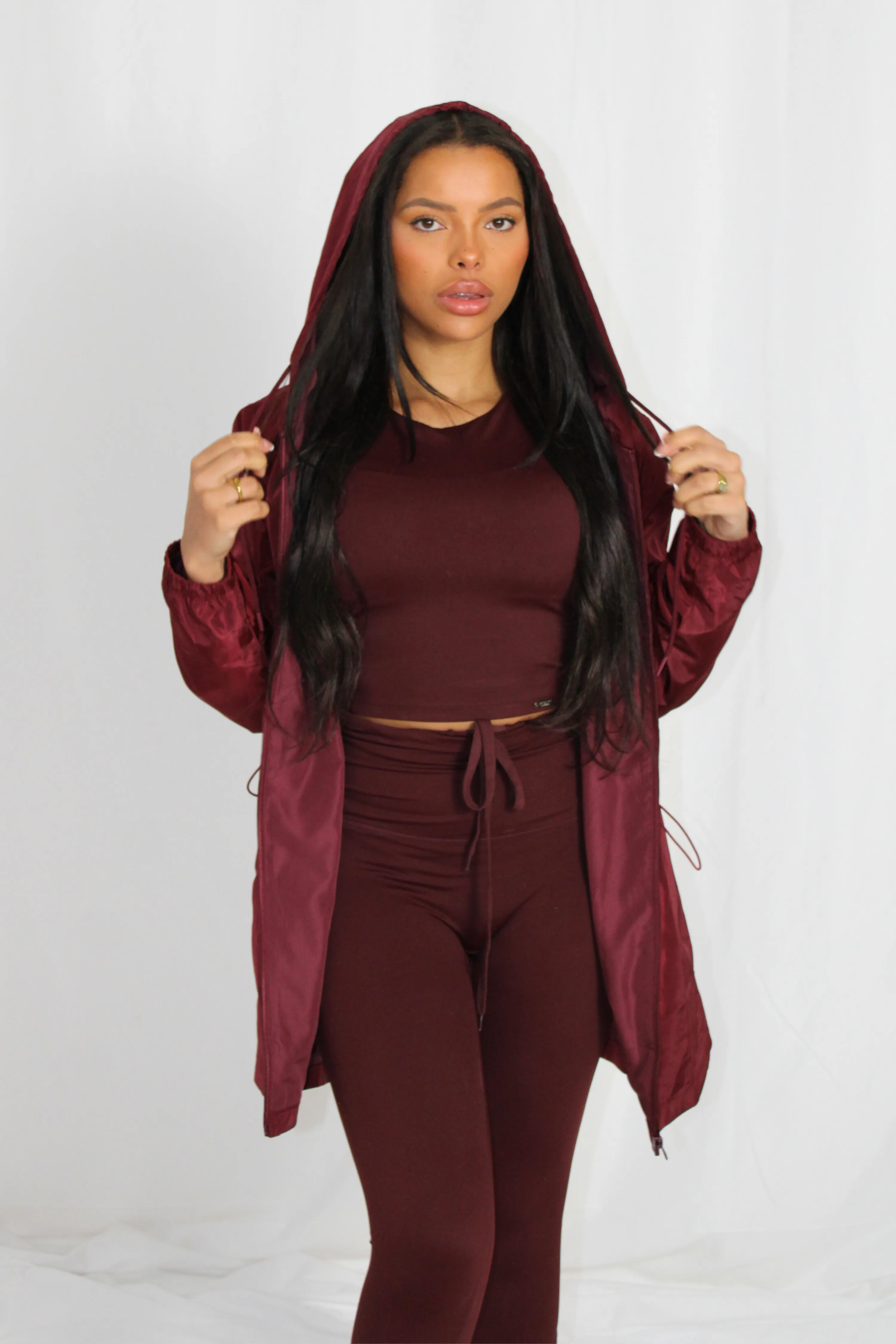 Lightweight Longline Zipped Jacket Maroon