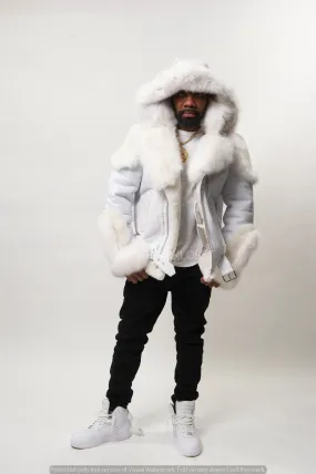 Men's Andre Shearling Biker With Fox [White/White]