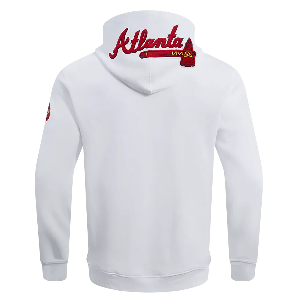 MLB ATLANTA BRAVES CLASSIC CHENILLE MEN'S PO HOODIE (WHITE)