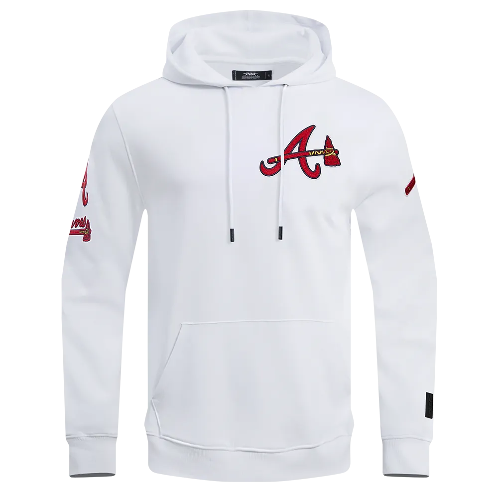 MLB ATLANTA BRAVES CLASSIC CHENILLE MEN'S PO HOODIE (WHITE)