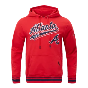 MLB ATLANTA BRAVES SCRIPT TAIL MEN'S RIB FLC PO HOODIE (RED/MIDNIGHT NAVY/RED)