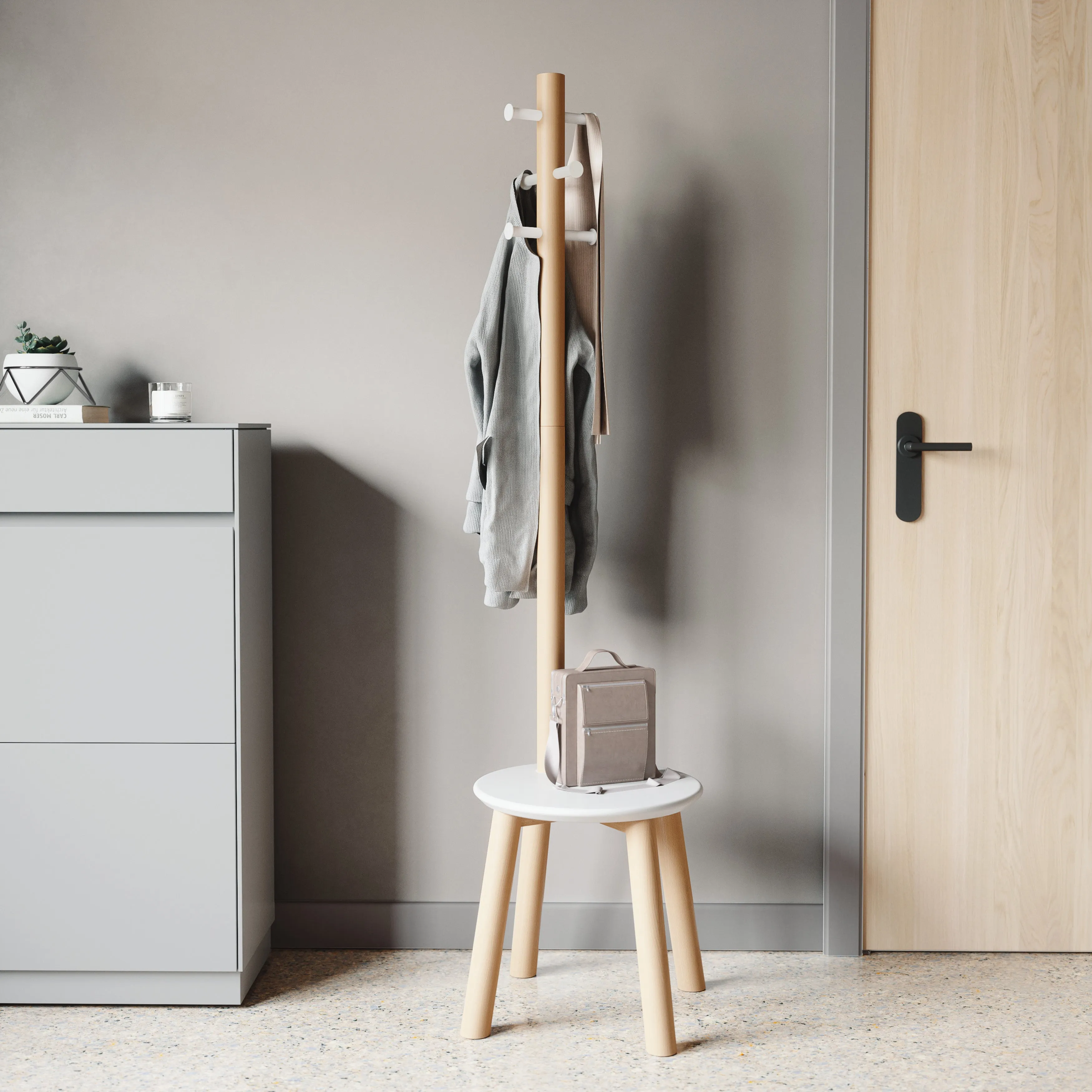 Pillar Stool and Coat Rack