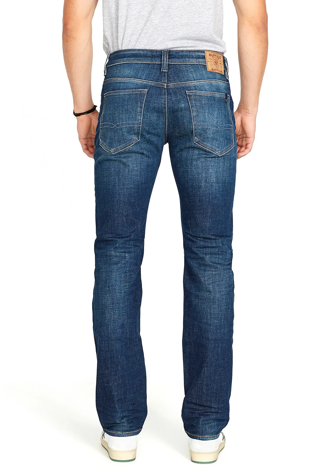 Relaxed Straight Driven Men's Jeans in Dark Blue Sanded- BM22640