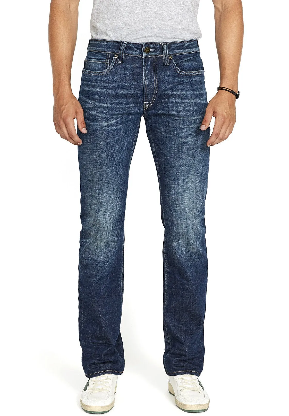 Relaxed Straight Driven Men's Jeans in Dark Blue Sanded- BM22640