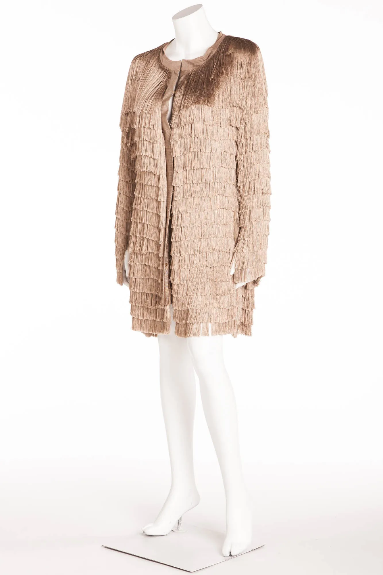 Roberto Cavalli - Beige Smooth Fringe Front Clasp Jacket - IT 40