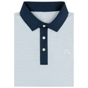 The Crispy Stripe Pique |  Performance Polo | The Crispy Stripe - Ice Pick Blue/White - Fleet Navy