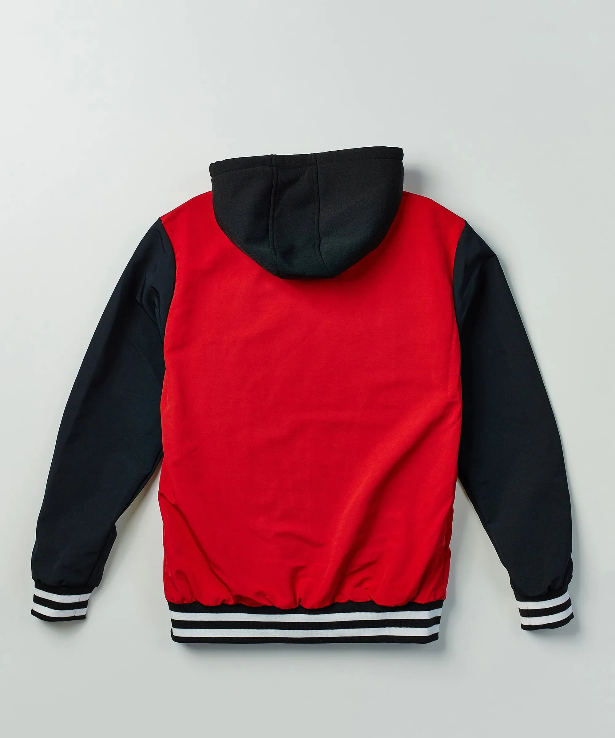 Tigers Varsity Hooded Jacket With Chenille And Embroidered Patches - Red