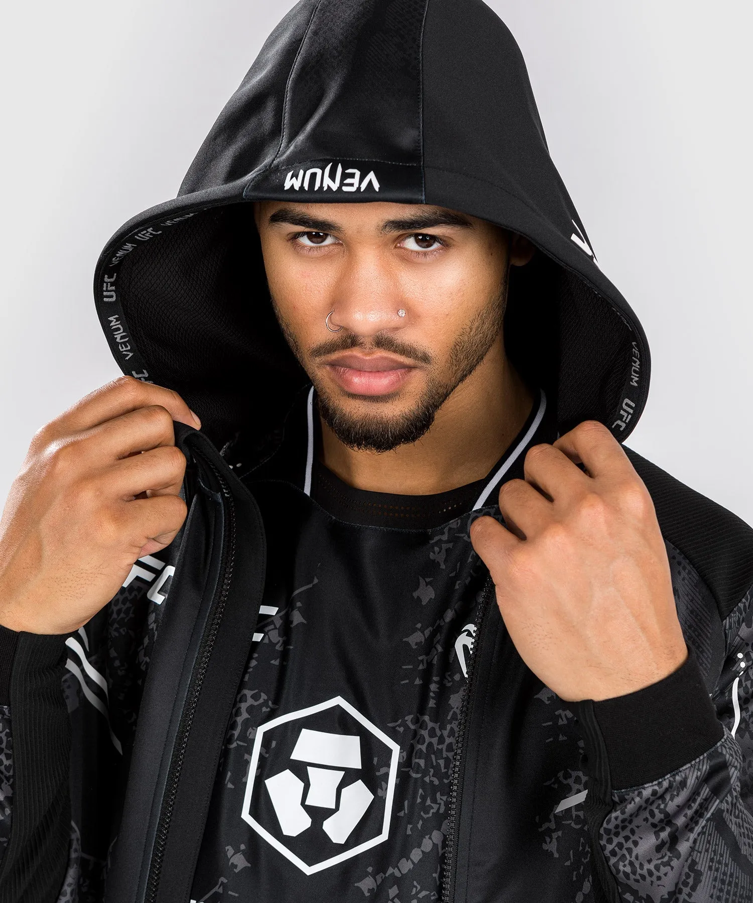 UFC Adrenaline by Venum Personalized Authentic Fight Night Men's Walkout Hoodie - Black